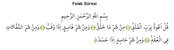 Felak suresi ayetleri